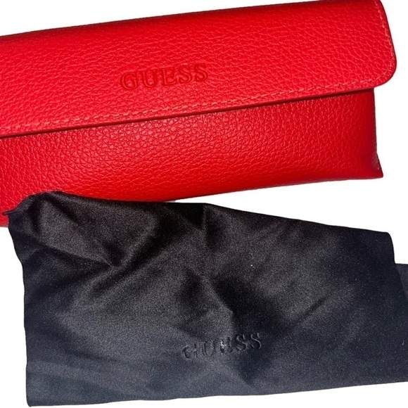 NEW! Guess Gold Rimmed Sunglasses Red Case - Picture 7 of 8